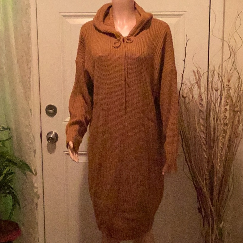 FULL CIRCLE TRENDS KNIT HOODIE, SWEATER DRESS. NWOT